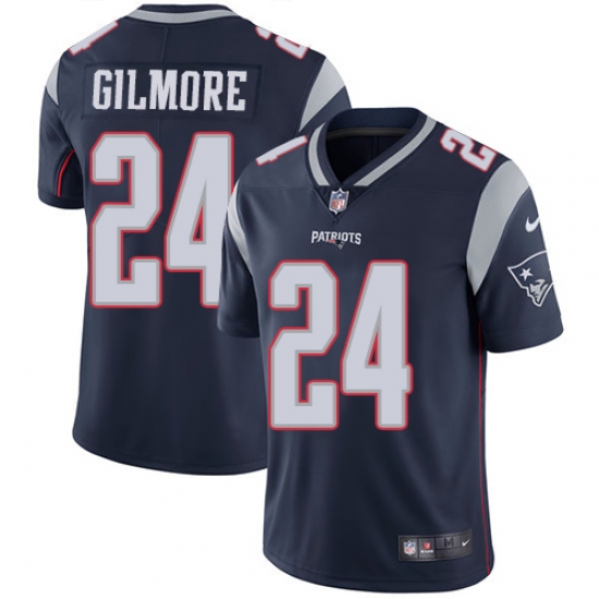 Men's Nike New England Patriots 24 Stephon Gilmore Navy Blue Team Color Vapor Untouchable Limited Player NFL Jersey