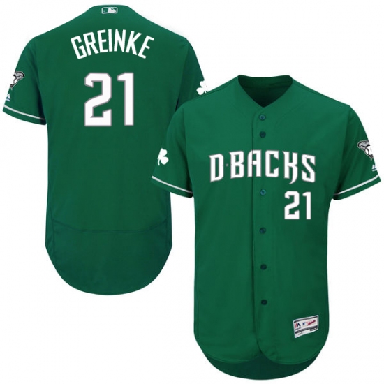 Men's Majestic Arizona Diamondbacks 21 Zack Greinke Green Celtic Flexbase Authentic Collection MLB Jersey