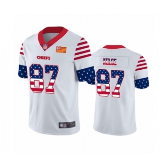 Men's Kansas City Chiefs 87 Travis Kelce Limited White Independence Day Football Jersey