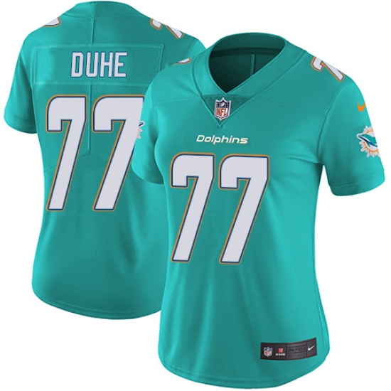 Women's Nike Miami Dolphins 77 Adam Joseph Duhe Elite Aqua Green Team Color NFL Jersey