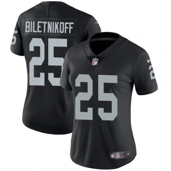 Women's Nike Oakland Raiders 25 Fred Biletnikoff Black Team Color Vapor Untouchable Limited Player NFL Jersey