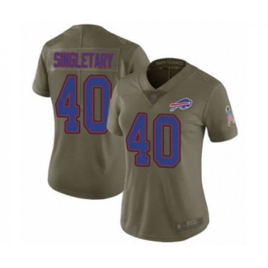 Women's Buffalo Bills 40 Devin Singletary Limited Olive 2017 Salute to Service Football Jersey