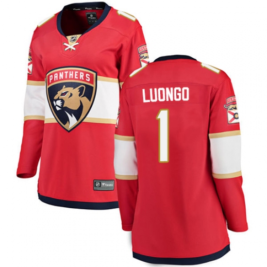 Women's Florida Panthers 1 Roberto Luongo Fanatics Branded Red Home Breakaway NHL Jersey