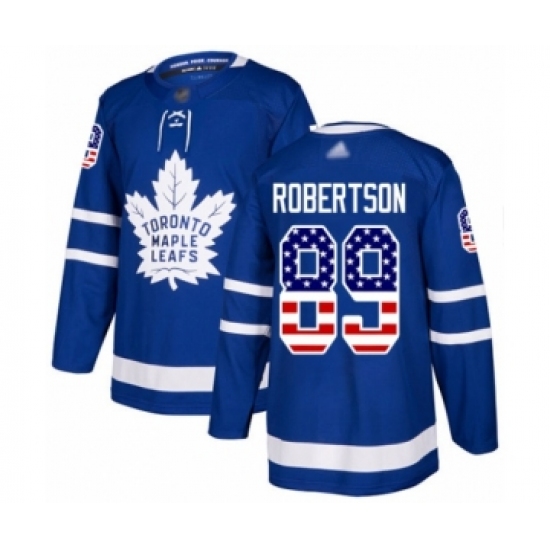 Youth Toronto Maple Leafs 89 Nicholas Robertson Authentic Royal Blue USA Flag Fashion Hockey Jersey