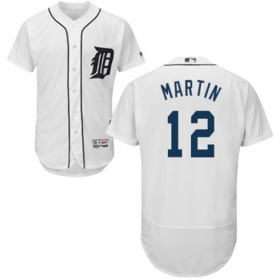 Men's Majestic Detroit Tigers 12 Leonys Martin White Home Flex Base Authentic Collection MLB Jersey