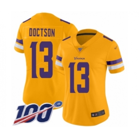 Women's Minnesota Vikings 13 Josh Doctson Limited Gold Inverted Legend 100th Season Football Jersey