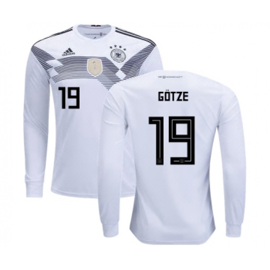 Germany 19 Gotze Home Long Sleeves Kid Soccer Country Jersey