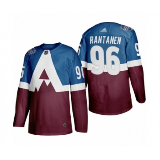 Men's Colorado Avalanche 96 Mikko Rantanen Authentic Burgundy Blue 2020 Stadium Series Hockey Jersey