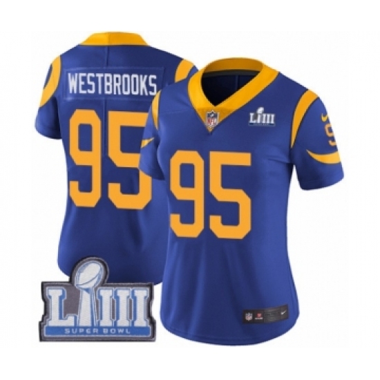 Women's Nike Los Angeles Rams 95 Ethan Westbrooks Royal Blue Alternate Vapor Untouchable Limited Player Super Bowl LIII Bound NFL Jersey