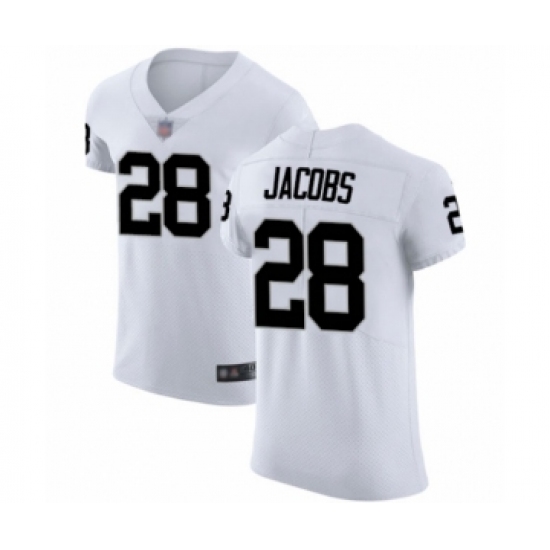 Men's Oakland Raiders 28 Josh Jacobs White Vapor Untouchable Elite Player Football Jersey