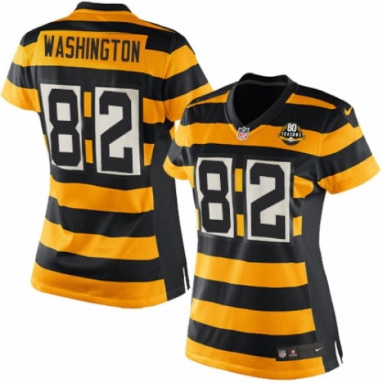 Women's Nike Pittsburgh Steelers 82 James Washington Limited Yellow Black Alternate 80TH Anniversary Throwback NFL Jersey