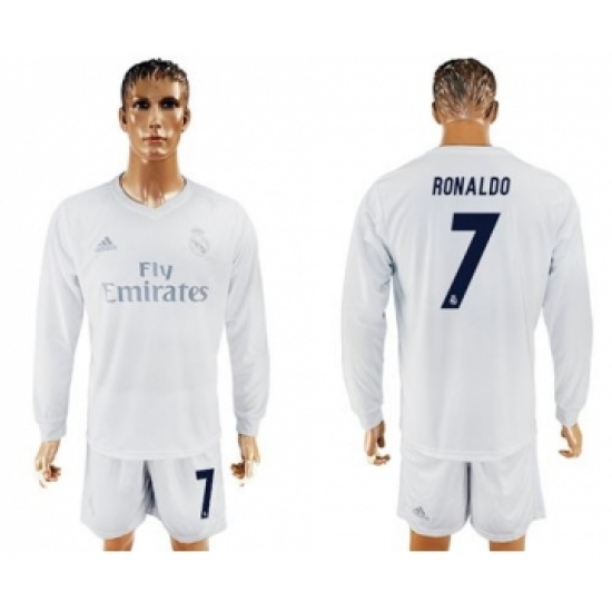 Real Madrid 7 Ronaldo Marine Environmental Protection Home Long Sleeves Soccer Club Jersey