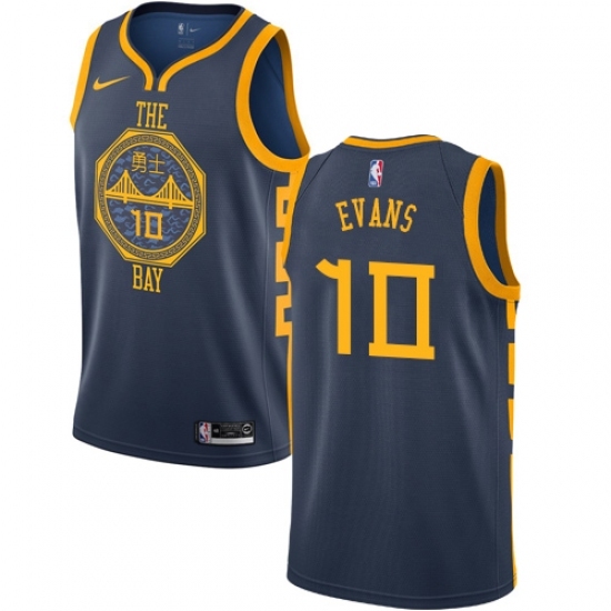 Men's Nike Golden State Warriors 10 Jacob Evans Swingman Navy Blue NBA Jersey - City Edition