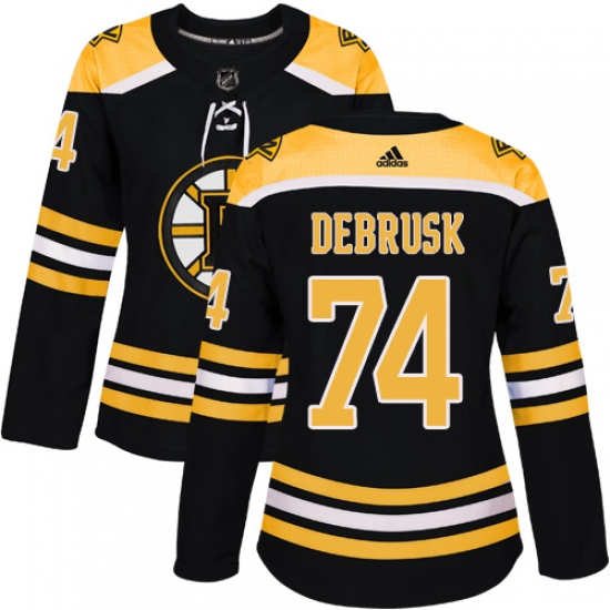 Women's Adidas Boston Bruins 74 Jake DeBrusk Premier Black Home NHL Jersey