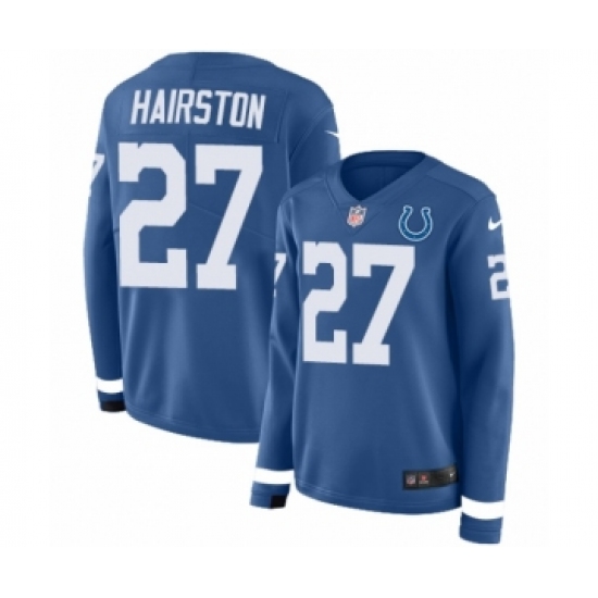 Women's Nike Indianapolis Colts 27 Nate Hairston Limited Blue Therma Long Sleeve NFL Jersey