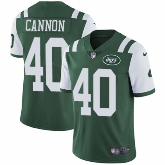 Men's Nike New York Jets 40 Trenton Cannon Green Team Color Vapor Untouchable Limited Player NFL Jersey