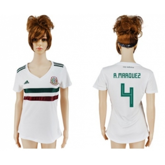 Women's Mexico 4 R.Marquez Away Soccer Country Jersey