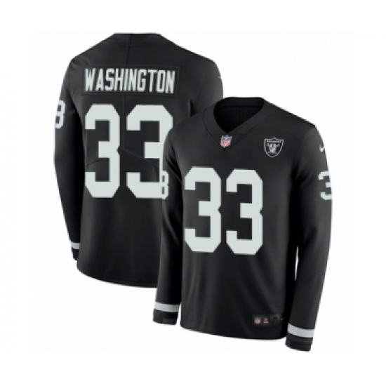 Men's Nike Oakland Raiders 33 DeAndre Washington Limited Black Therma Long Sleeve NFL Jersey