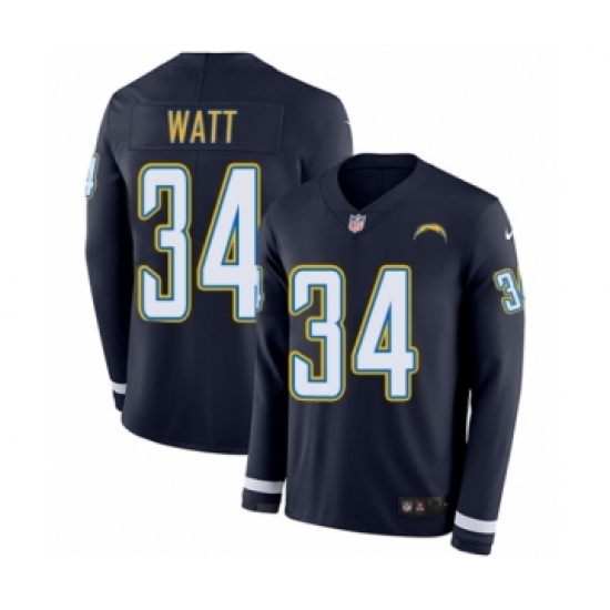 Youth Nike Los Angeles Chargers 34 Derek Watt Limited Navy Blue Therma Long Sleeve NFL Jersey