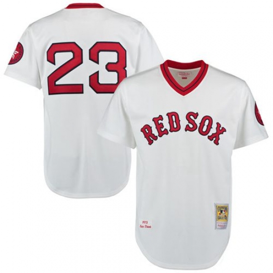 Men's Mitchell and Ness 1975 Boston Red Sox 23 Luis Tiant Replica White Throwback MLB Jersey