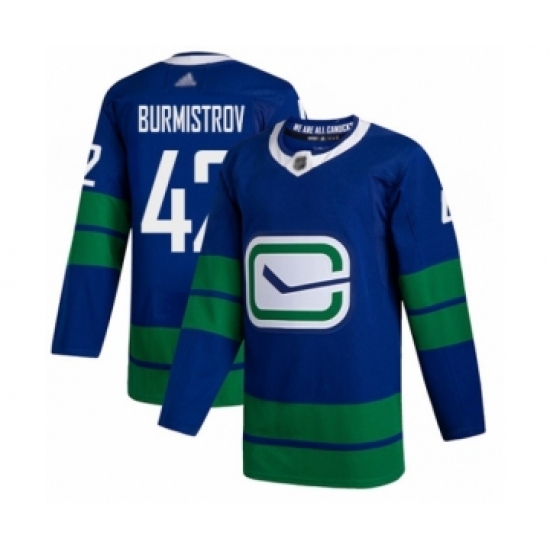 Men's Vancouver Canucks 42 Alex Burmistrov Authentic Royal Blue Alternate Hockey Jersey