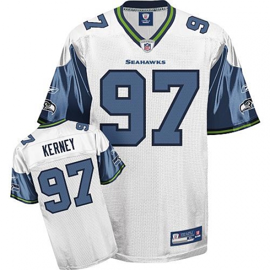 Reebok Seattle Seahawks 97 Patrick Kerney White Authentic Throwback NFL Jersey