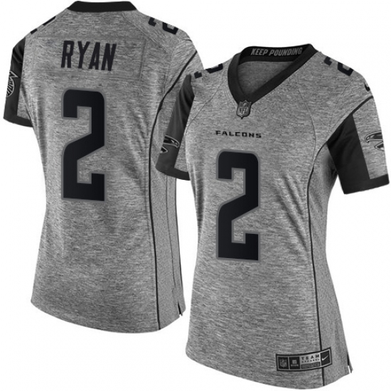 Women's Nike Atlanta Falcons 2 Matt Ryan Limited Gray Gridiron NFL Jersey