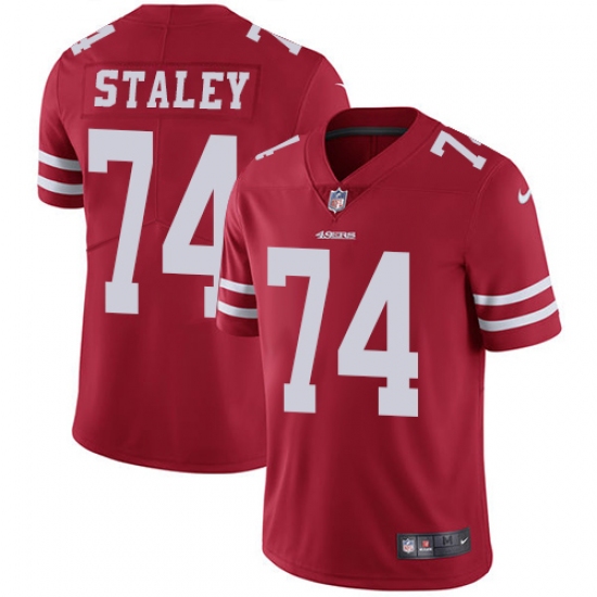 Youth Nike San Francisco 49ers 74 Joe Staley Elite Red Team Color NFL Jersey