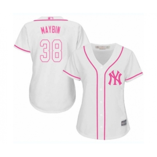 Women's New York Yankees 38 Cameron Maybin Authentic White Fashion Cool Base Baseball Jersey