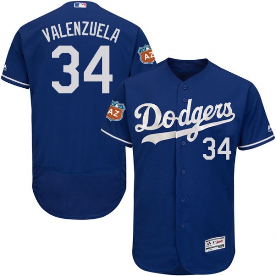 Men's Majestic Los Angeles Dodgers 34 Fernando Valenzuela Royal Blue Flexbase Authentic Collection MLB Jersey
