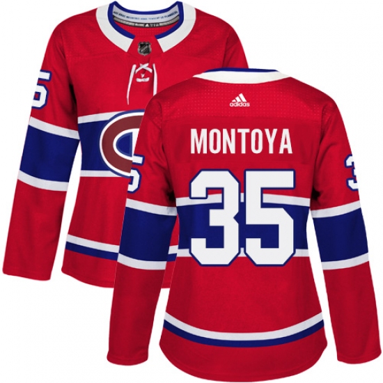 Women's Adidas Montreal Canadiens 35 Al Montoya Authentic Red Home NHL Jersey