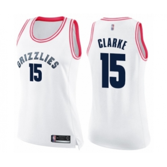 Women's Memphis Grizzlies 15 Brandon Clarke Swingman White Pink Fashion Basketball Jersey