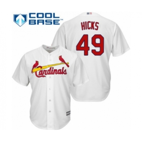 Youth St. Louis Cardinals 49 Jordan Hicks Authentic White Home Cool Base Baseball Player Jersey