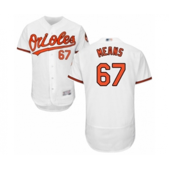 Men's Baltimore Orioles 67 John Means White Home Flex Base Authentic Collection Baseball Jersey