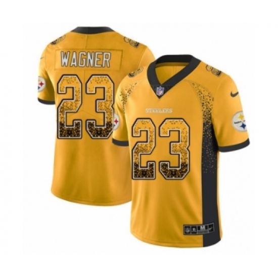 Men's Nike Pittsburgh Steelers 23 Mike Wagner Limited Gold Rush Drift Fashion NFL Jersey