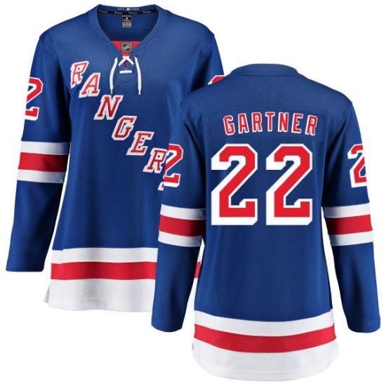 Women's New York Rangers 22 Mike Gartner Fanatics Branded Royal Blue Home Breakaway NHL Jersey