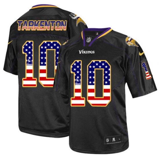 Men's Nike Minnesota Vikings 10 Fran Tarkenton Elite Black USA Flag Fashion NFL Jersey