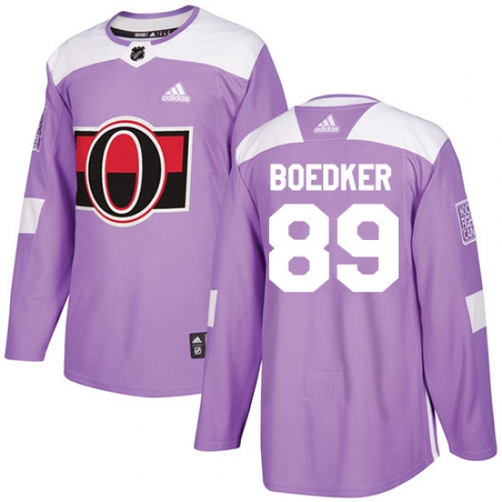 Men's Adidas Ottawa Senators 89 Mikkel Boedker Authentic Purple Fights Cancer Practice NHL Jersey