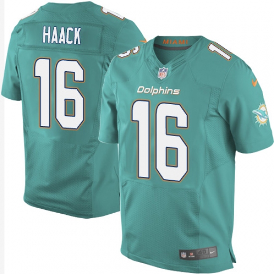 Men's Nike Miami Dolphins 16 Matt Haack Elite Aqua Green Team Color NFL Jersey