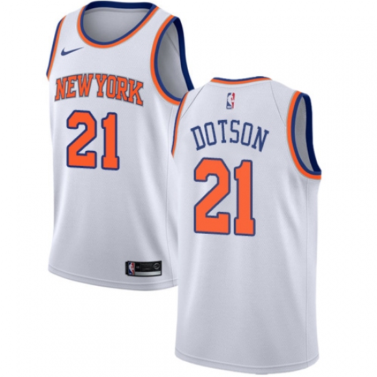 Youth Nike New York Knicks 21 Damyean Dotson Swingman White NBA Jersey - Association Edition