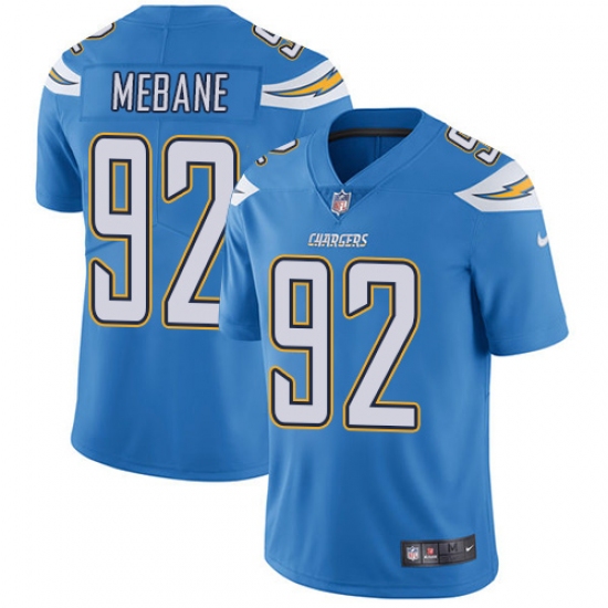 Men's Nike Los Angeles Chargers 92 Brandon Mebane Electric Blue Alternate Vapor Untouchable Limited Player NFL Jersey