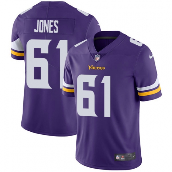 Men's Nike Minnesota Vikings 61 Brett Jones Purple Team Color Vapor Untouchable Limited Player NFL Jersey