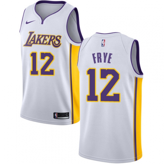 Men's Nike Los Angeles Lakers 12 Channing Frye Swingman White NBA Jersey - Association Edition