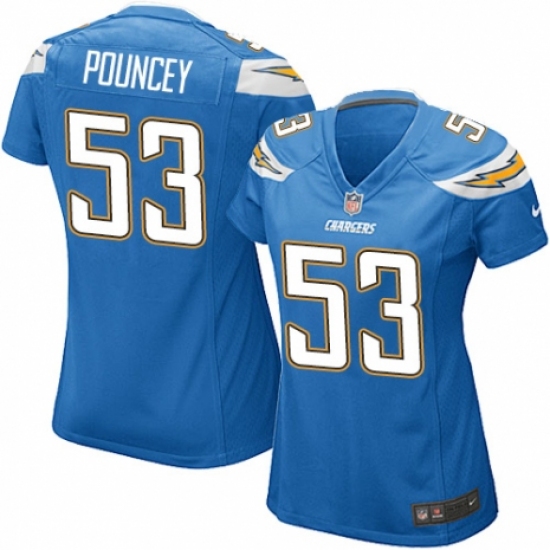 Women's Nike Los Angeles Chargers 53 Mike Pouncey Game Electric Blue Alternate NFL Jersey