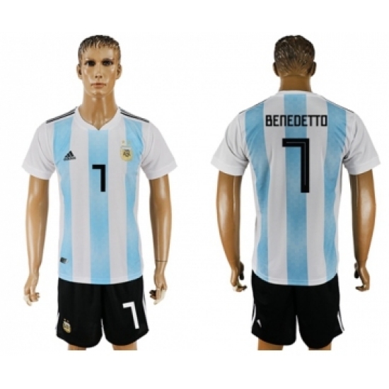 Argentina 7 Benedetto Home Soccer Country Jersey