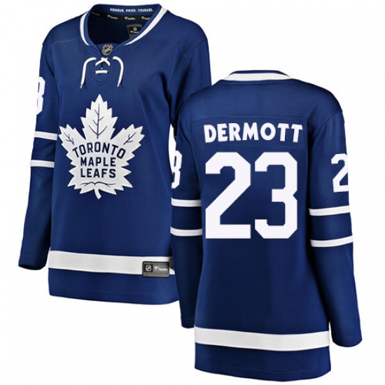 Women's Toronto Maple Leafs 23 Travis Dermott Authentic Royal Blue Home Fanatics Branded Breakaway NHL Jersey