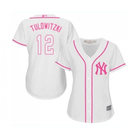 Women's New York Yankees 12 Troy Tulowitzki Authentic White Fashion Cool Base Baseball Jersey
