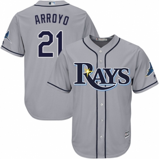Youth Majestic Tampa Bay Rays 21 Christian Arroyo Authentic Grey Road Cool Base MLB Jersey