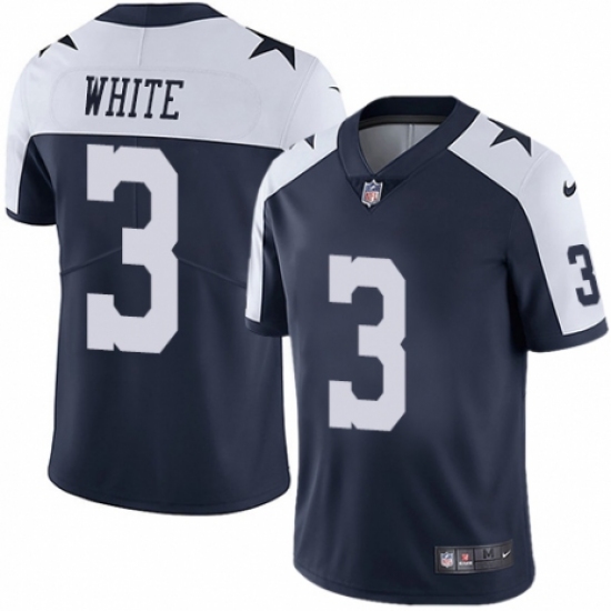 Men's Nike Dallas Cowboys 3 Mike White Navy Blue Throwback Alternate Vapor Untouchable Limited Player NFL Jersey