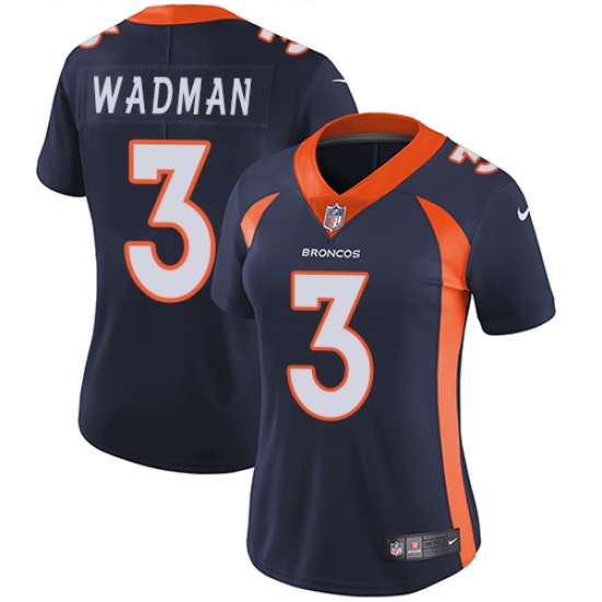 Women's Nike Denver Broncos 3 Colby Wadman Navy Blue Alternate Vapor Untouchable Limited Player NFL Jersey